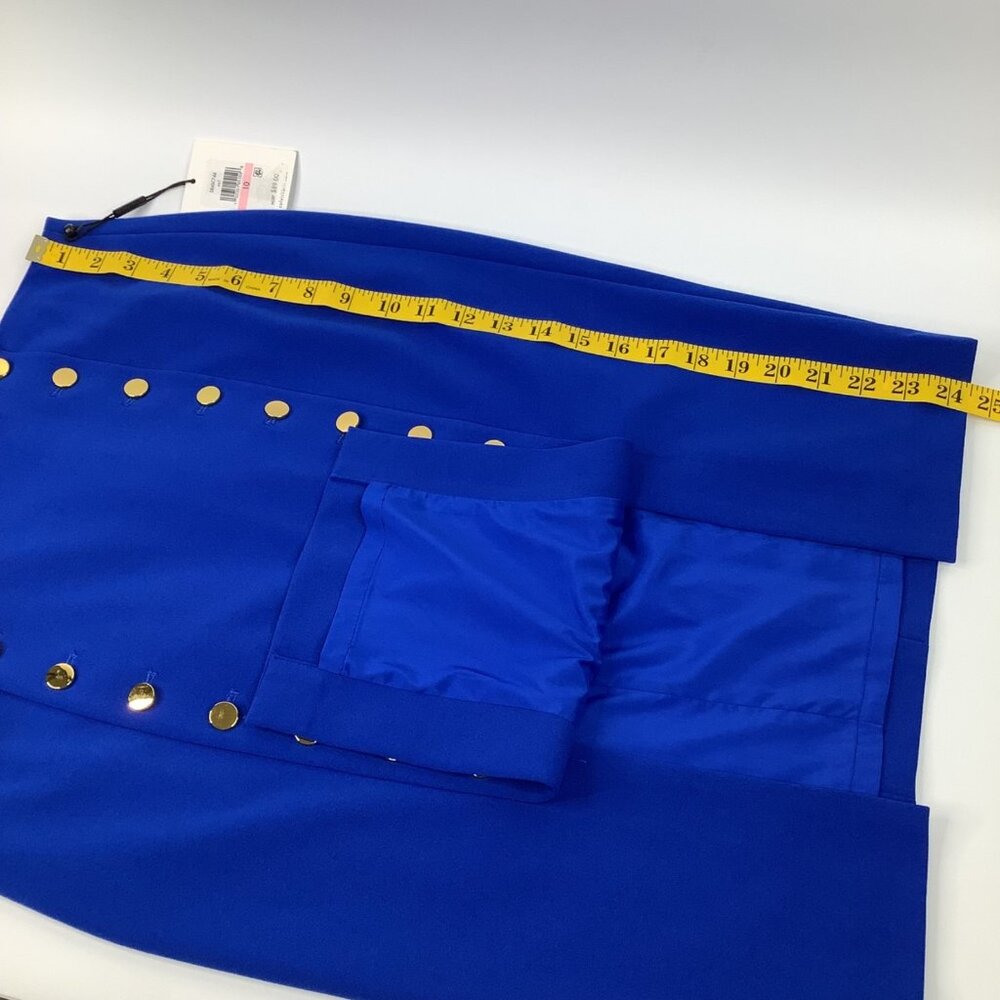 Calvin Klein Royal Blue Pencil Skirt Size 10 With Gold Button Accents Office - Picture 6 of 9